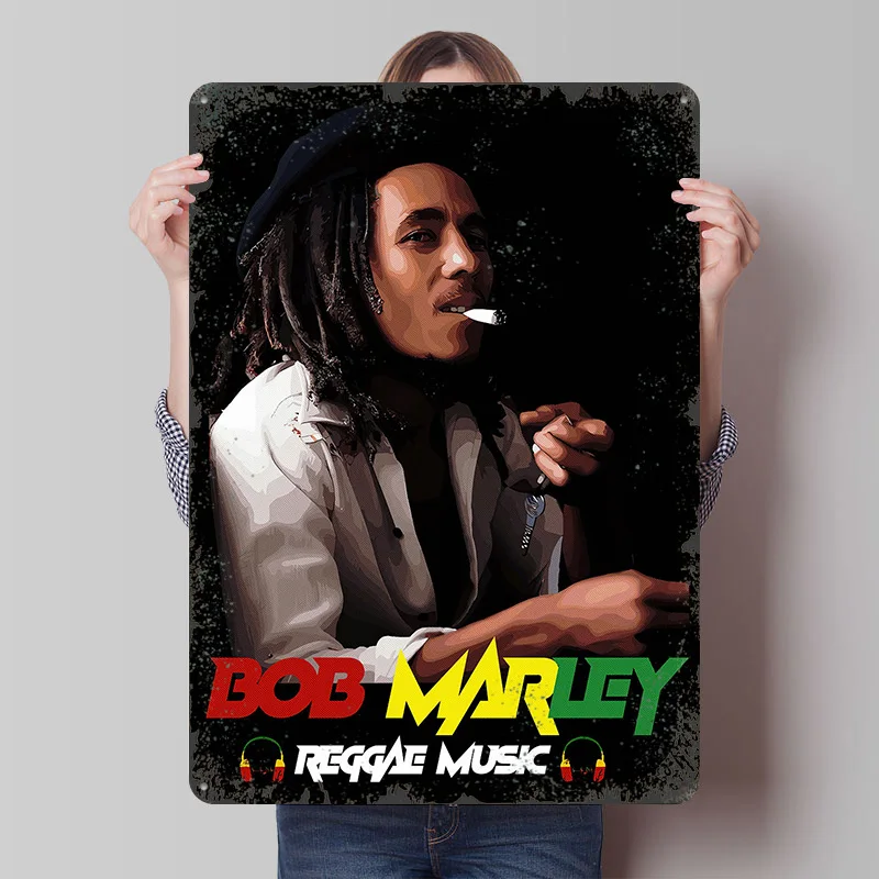 Image of Bob Marley Reggae Musik Porträt Poster Individualisierte Wandkunst Vintage Metallschilder Retro Blechschild für Männerhöhle Wohndekor Artikel