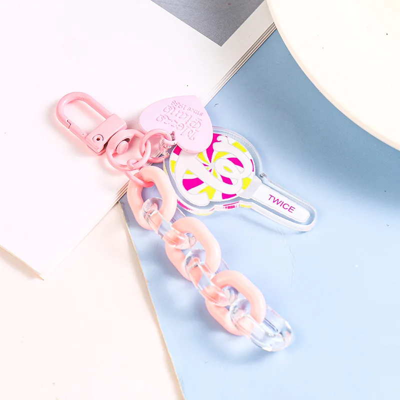 MAMAMOO TWICE IU Creative Chain Light Stick Heart Shaped Keychain Three Piece Set Pendant Accessories For Fans Gifts Collectible