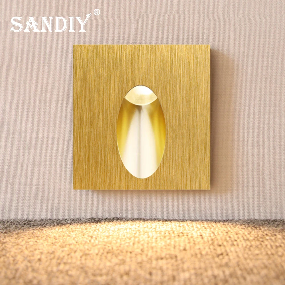 SANDIY Recessed Wall Sconce Lamp Led Stair Lighting Interior Step Light Aluminum Nightlights with Box for Bathroom 110V/220V/12V