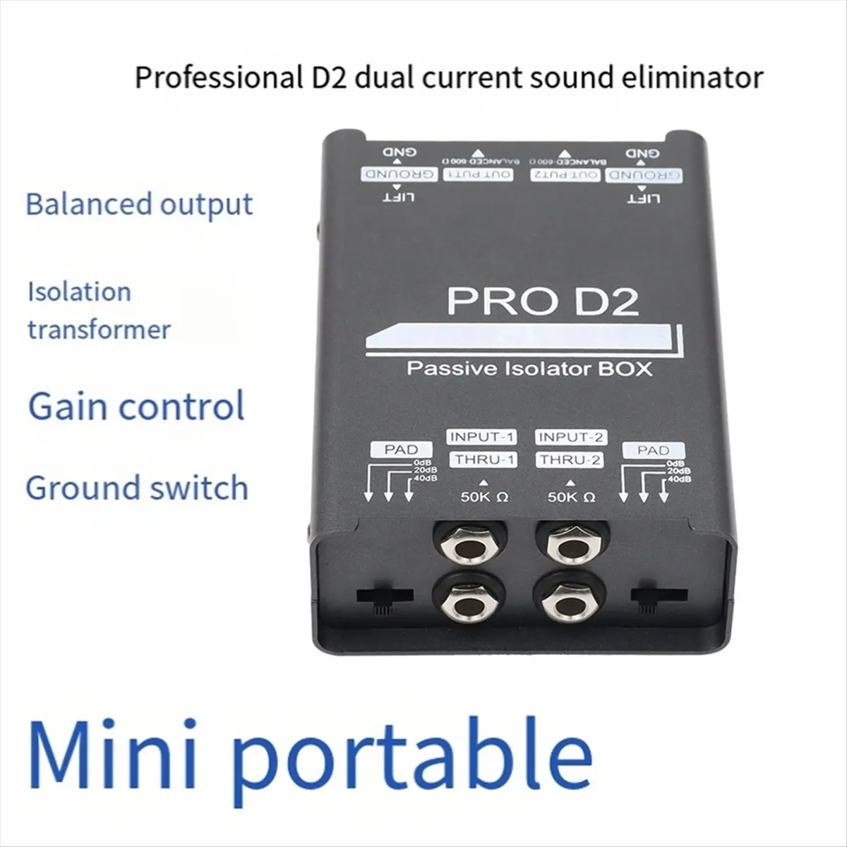 (ABYM) New PRO D2 Dual-Channel 6.5 XLR Mixer Audio Isolator Current Sound Noise Microphone Common Ground Filter 20Hz -20kHz