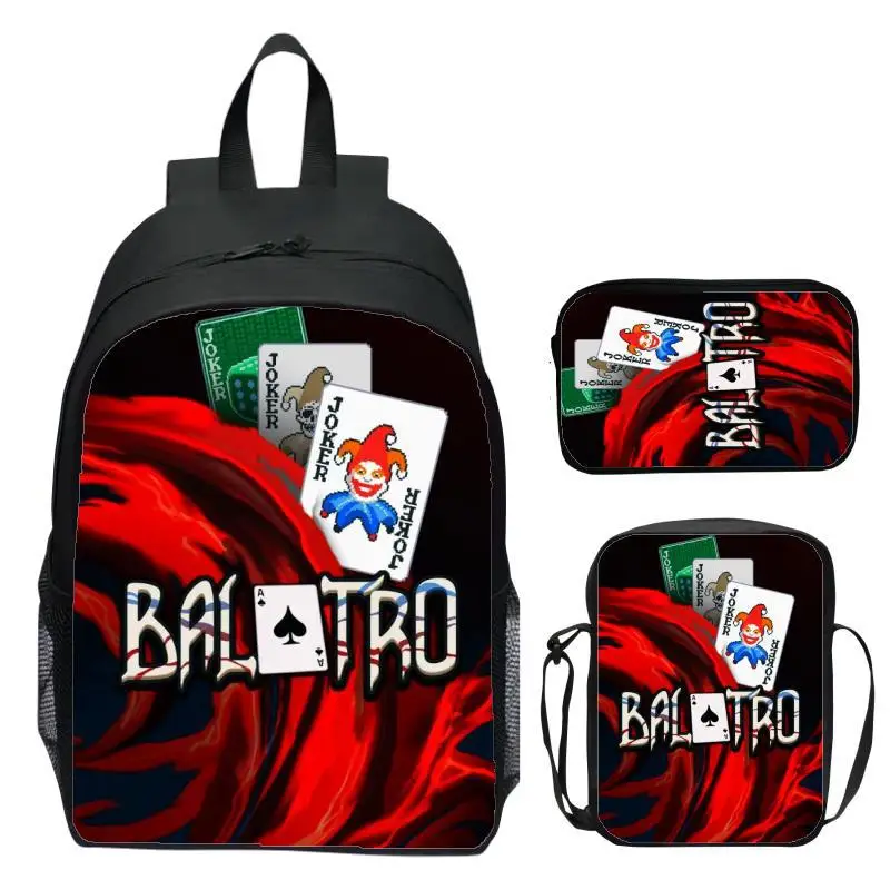 حقيبة ظهر للأطفال مقاس 16 بوصة مكونة من 3 قطع من ماركة Balatro Clown حقيبة ظهر للمدرسة الابتدائية حقيبة كتف مقلمة