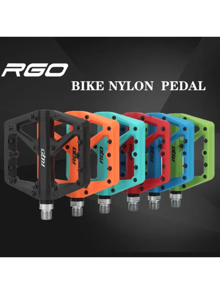 AliExpress RGO Bicycle Pedals Mtb Nylon Platform Footrest Flat Mountain Bike Paddle Grip Pedalen Bearings Footboards Cycling Foot Hold