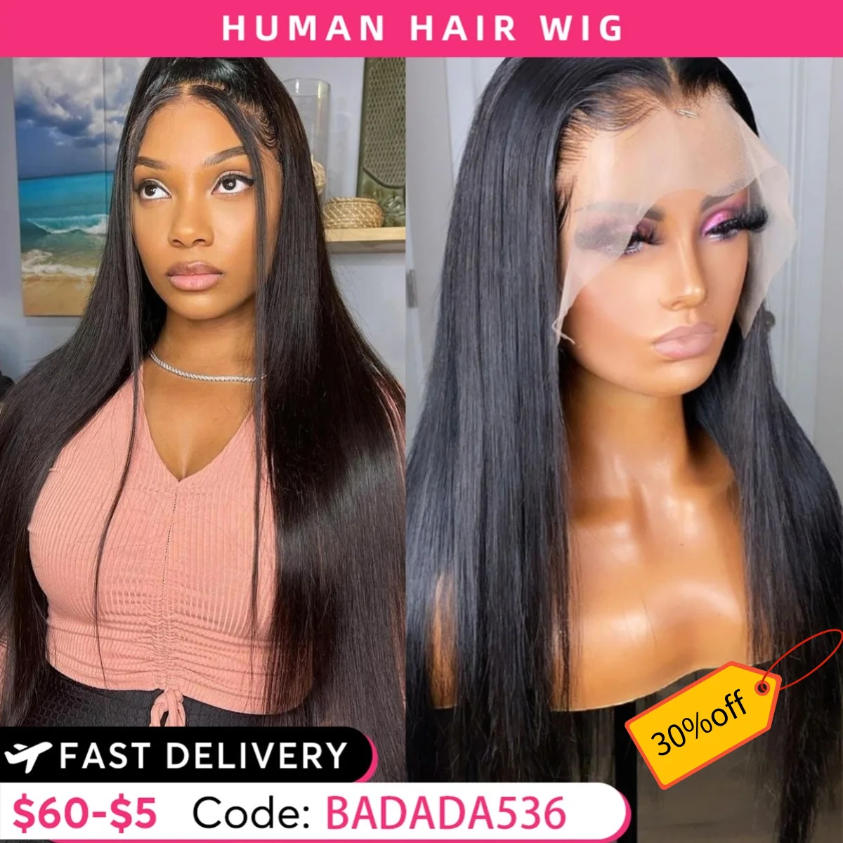 

HD Transparent 13x6 Straight Lace Front 100% Natural Human Hair Remy Brazilian 13x4 Lace Frontal Glueless Wig For Women Choice