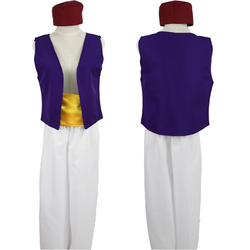 Halloween Carnival Adult Mythical Aladin Cosplay Costume Including Plastic Lamp Model Vest Belt Pants Hat