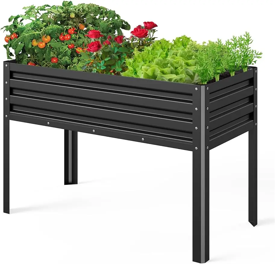 

Galvanized Raised Garden Bed Outdoor for Vegetables Flowers Herb, Elevated Metal Planter with Legs, Metal Garden Box 48x24x32in