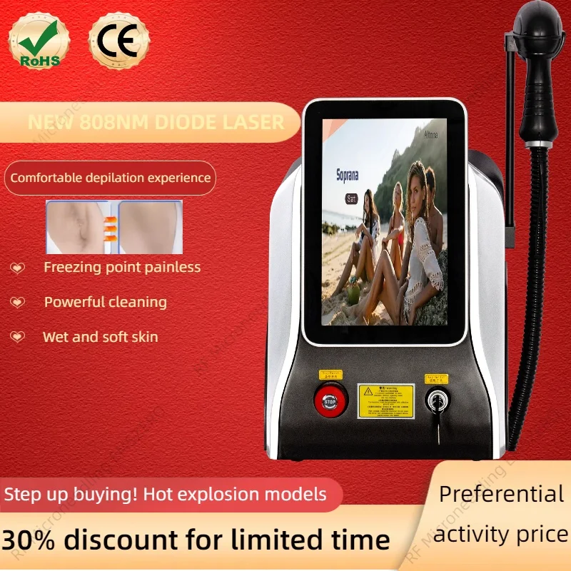 얼굴과 몸에 영구적인 제모를 위한 레이저 제모 장치 808nm 아이스 크리스탈 스톤 레이저 다이오드