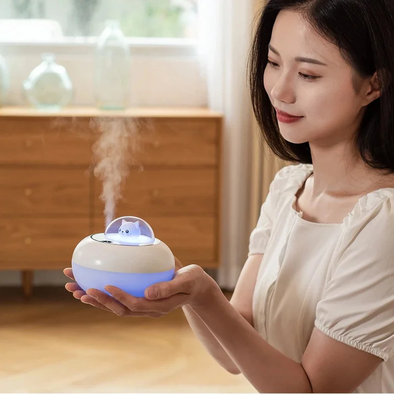 2025Color Light Humidifier USB Air Diffuser Aromatic Essential Oil Desktop Office Water Replenishing Spray Humidifier