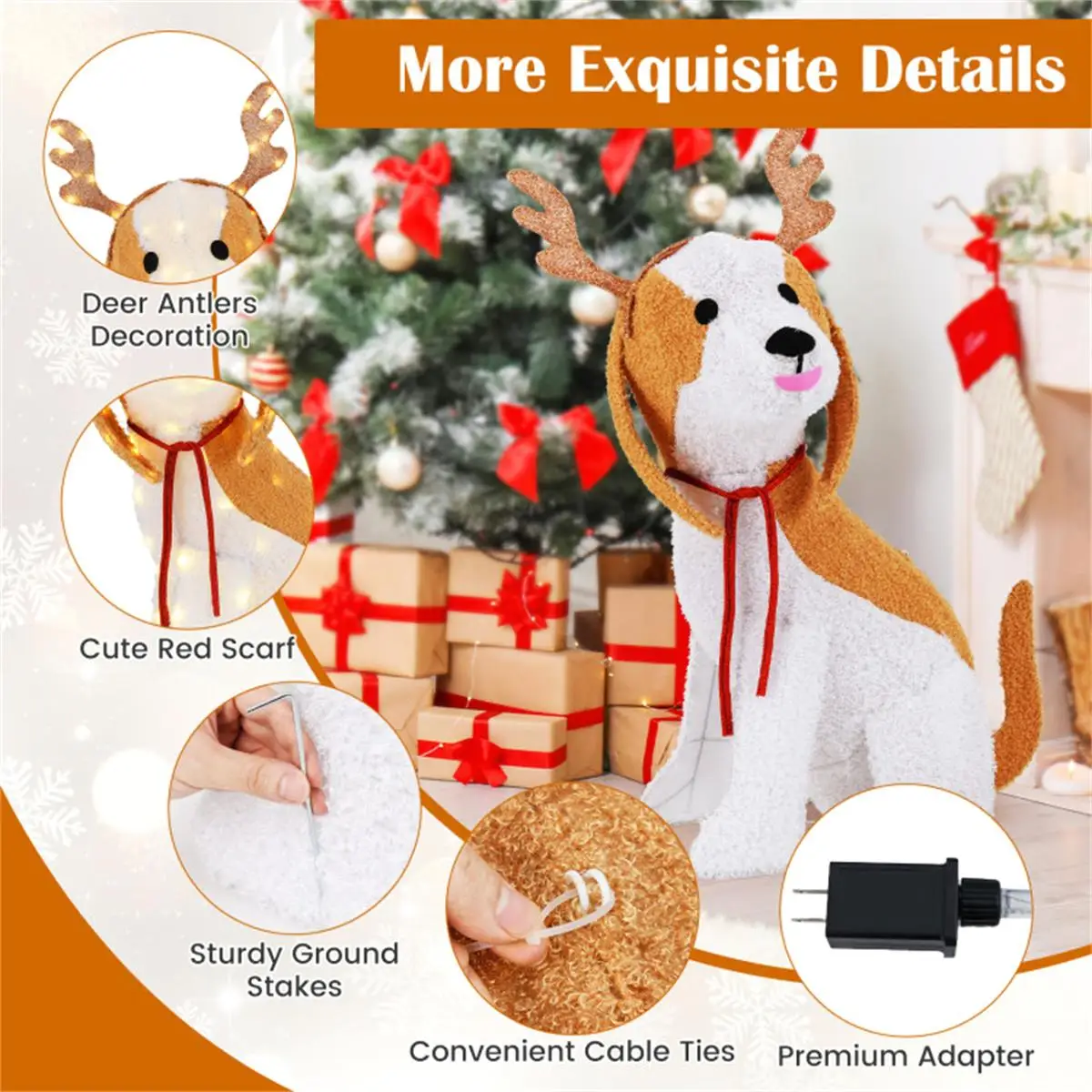 

43.5-Inch Christmas Dog Decorations - Festive Holiday Decor for Dogs