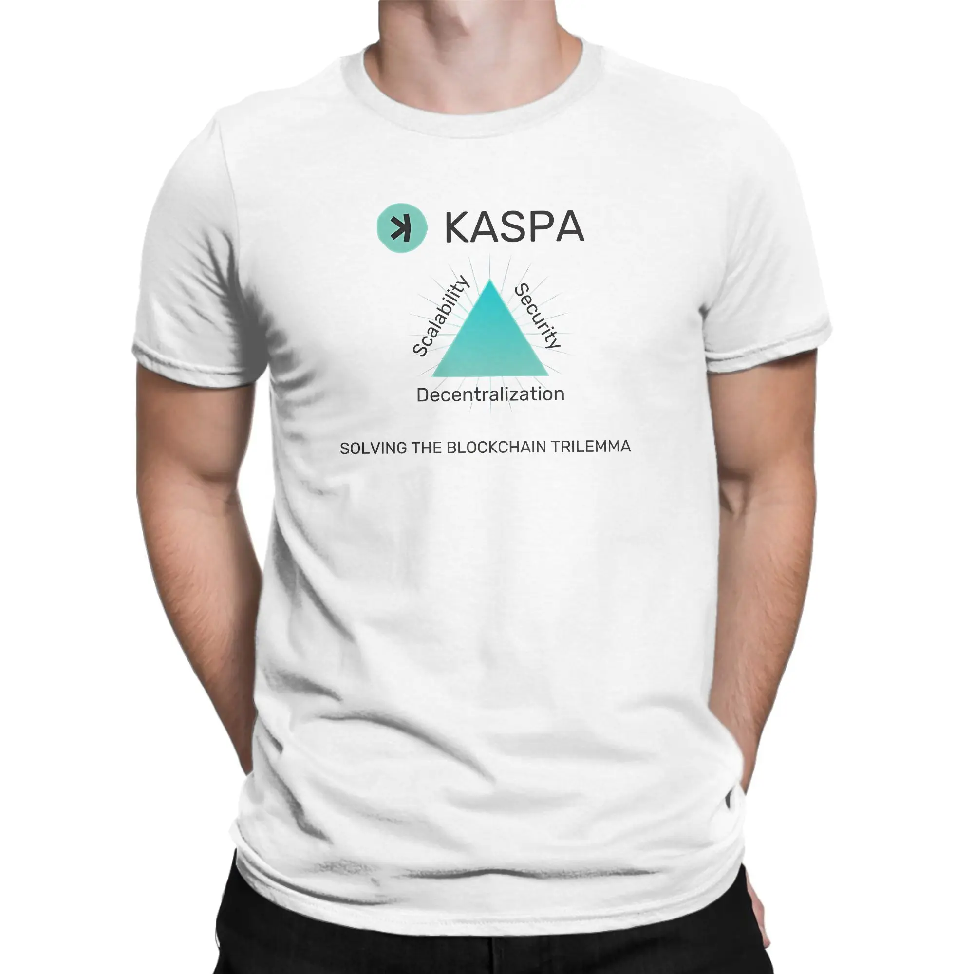 Kaspa حل نسخة Trilemma تي شيرت رجالي 100% قطن تي شيرت تقليدي Crewneck تي شيرت قصير الأكمام بلايز الحفلات