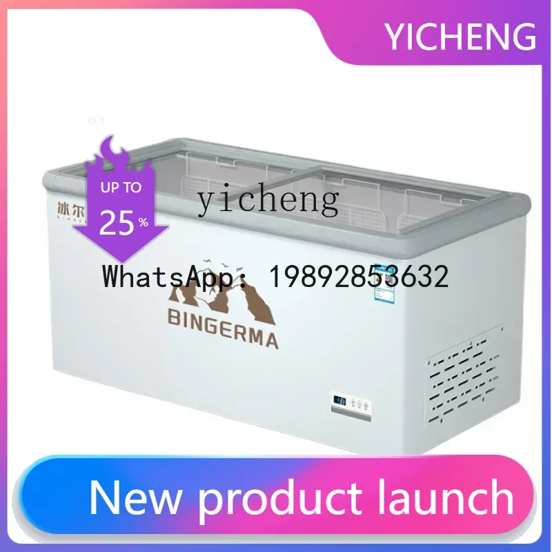 

BX Freezer Commercial Large Capacity Freezer Refrigerator Glass Cover Plate Horizontal Showing Cabinet