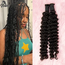 NABI Hair Braiding Bundles Deep Wave Human Hair Bulk Extensions Natural Color Virgin Hair Bundles for Hair Braids