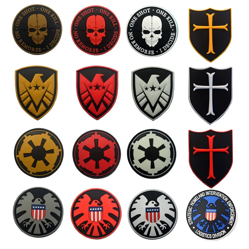 PVC Templar Shield Armband Hook and Ring Magic Patch for Clothes Embroidered Patches for vest hat Embroidery Sewing Military DIY