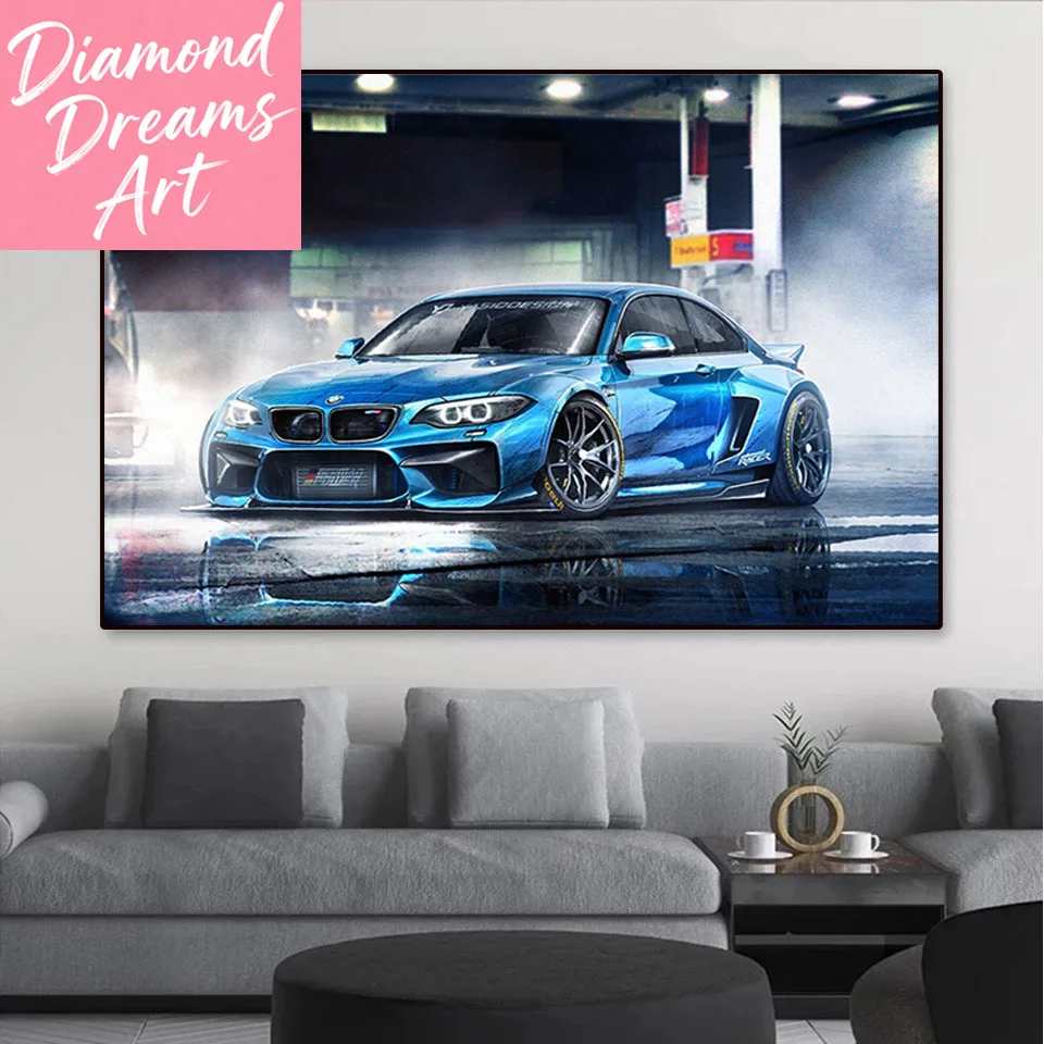 Frameless,5D Diamond Painting Sports Car BMW M3 Diamond Embr