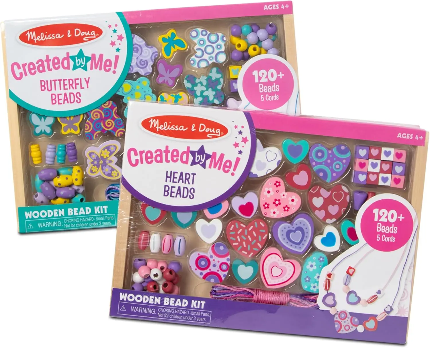 

Набор деревянных бусин Sweet Hearts & Butterfly Friends - более 250 бусин, 5 шнуров, лотки для хранения