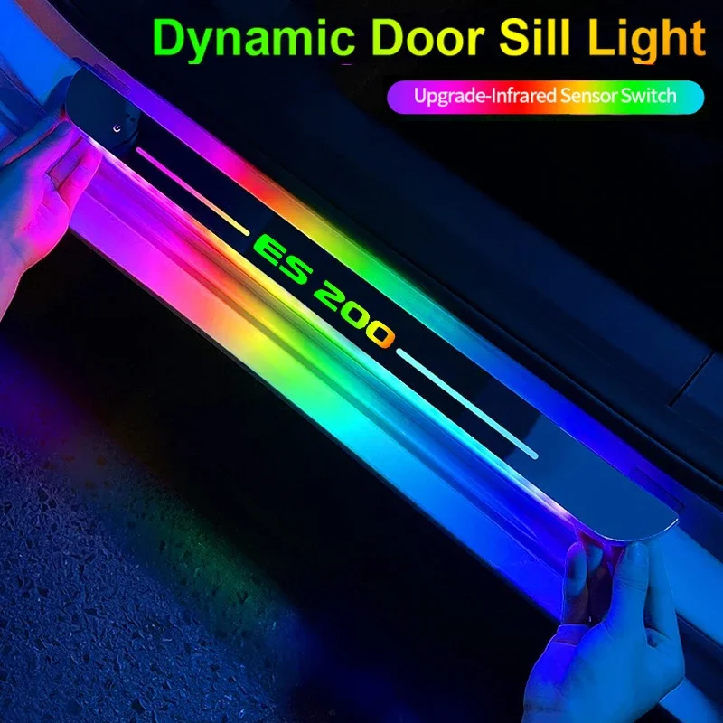 Wireless Car Door Sill Lights LED for ES200 RGB Magnetic Sense Switch Welcome Threshold Protector Pedal Atmosphere Lamps