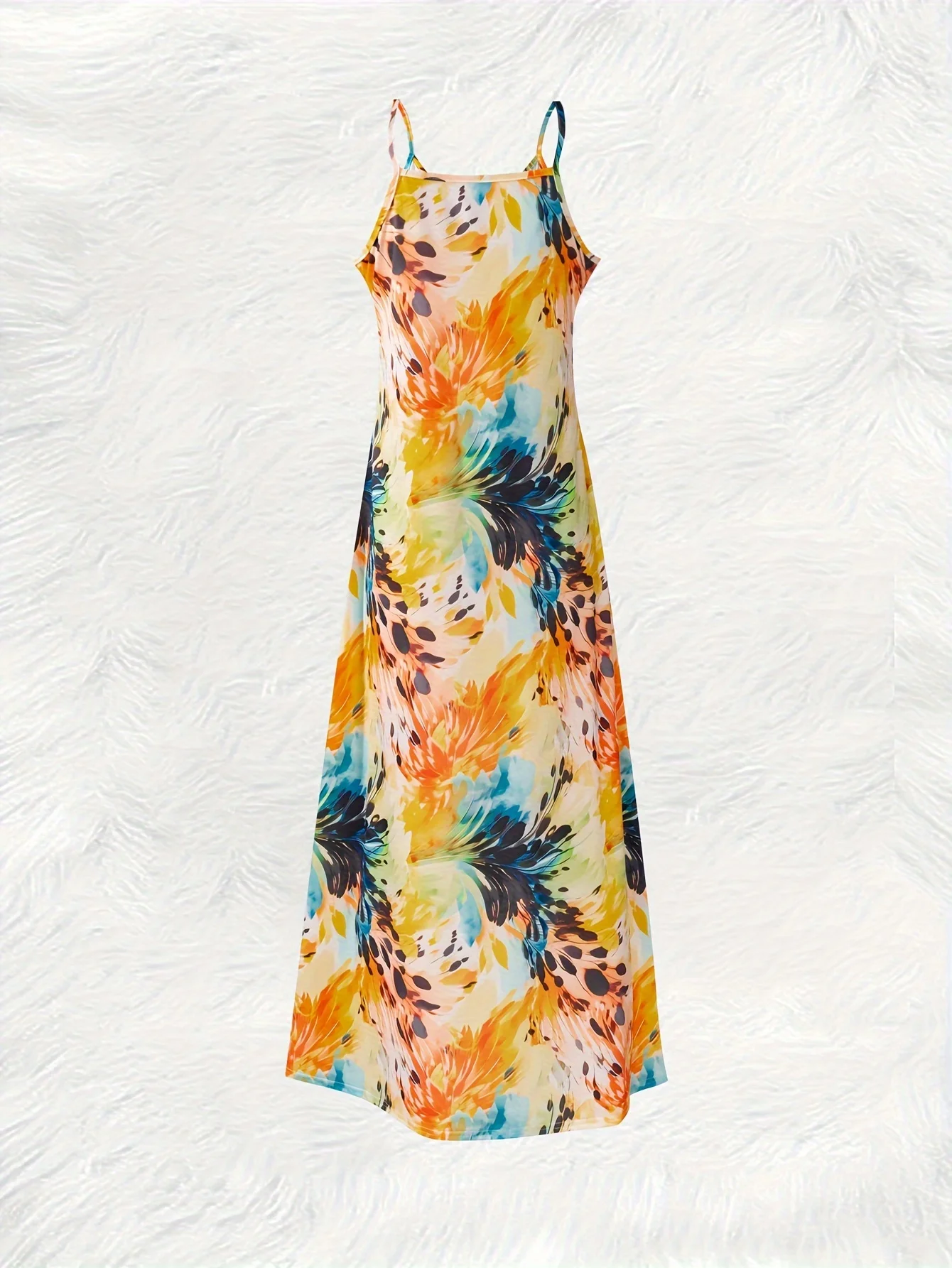 Printed Design Casual Style Floral Pattern with Vibrant Colors Ladies' Dress