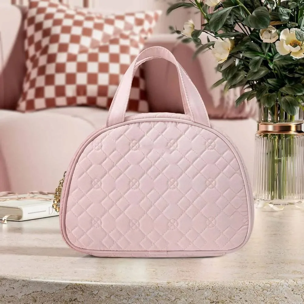 

Portable Peach Skin Velvet Jewelry Bag Large Capacity with Loose-leaf Jewelry Storage Bag Cosmetic Bag Women