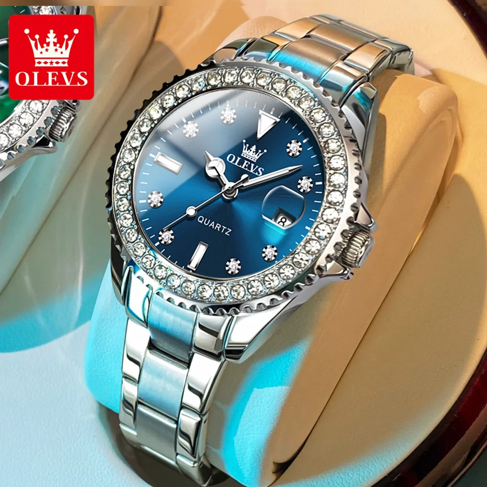 

Original OLEVS Luxury Brand Women Watch Diamond Dial Quartz Watch for Women Fashion Stainless Steel Waterproof Ladies Wristwatch