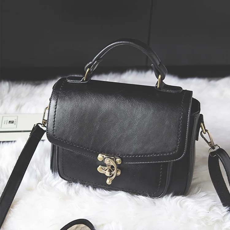 

Popular new small square bag retro style handbag PU leather retro lock trendy women's bag simple small bag unique temperament