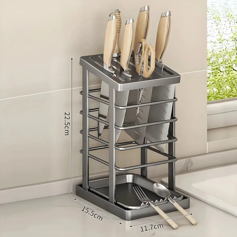 Kitchen Knife Stand Storage Rack Countertop Multi-function Tool Knife Stand Household Kitchen Knife Drain Storage Rack