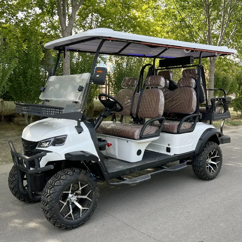 

CE DOT Новая 4 6-местная электрическая тележка для гольфа с глобальным подъемом продаж Внедорожный охотничий автомобиль 2 + 2-местный 72 В Клубный автомобиль с литиевой батареей
