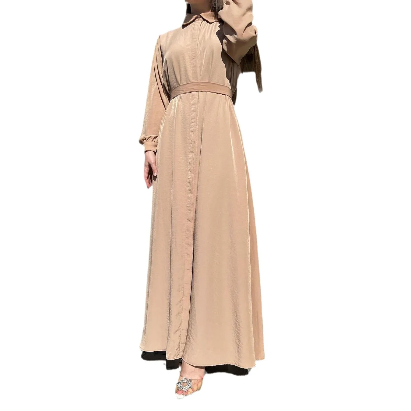 Jalabiya for Women Dresses Lace Up Abaya Ramadan Morocco Dubai Islam Muslim Kaftan Single Breasted Long Robe Vestidos Abayas