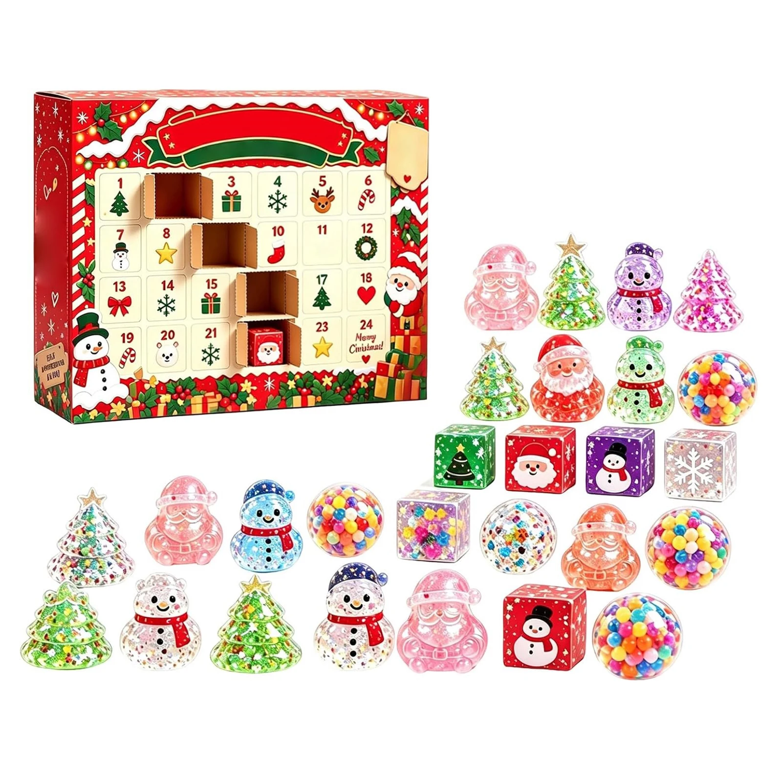 Soft Figure Advent Calendar Christmas 24 Day Countdown With Soft Squishies Figures Surprise Doors Festive Gift for Kids Xmas