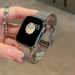 Luxury Metal Wheat Ears Band For Apple Watch 9 8 7 6 5 4 3 SE Ultra Magnetic Buckle Chic Strap For iWatch 41mm 49 45 42 40 38mm