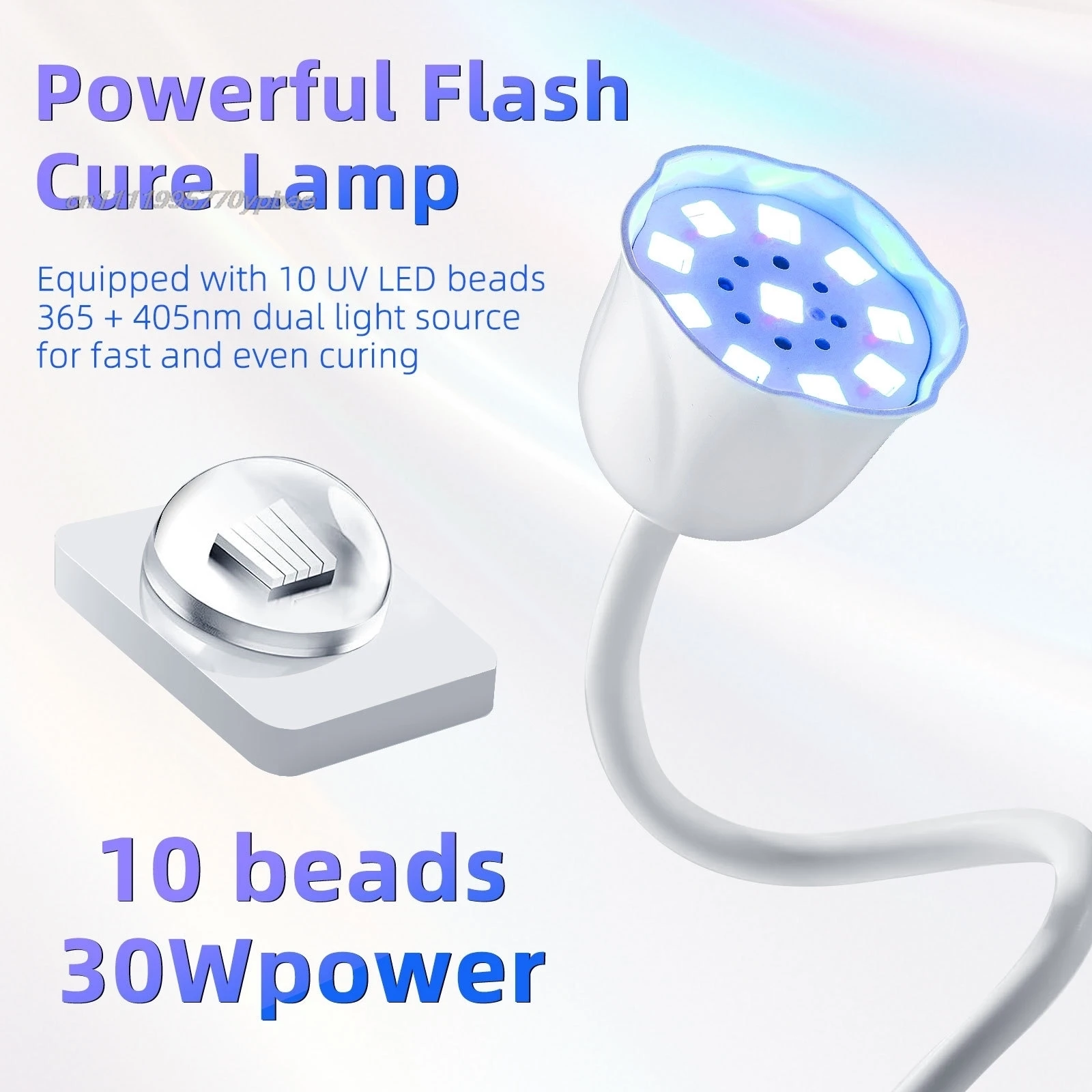LED Nail Lamp 30W Rechargeable UV Gel Polish Dryer 360 Flexible Gooseneck Smart Sensor Flash Cure Machine For Salon Home view 3