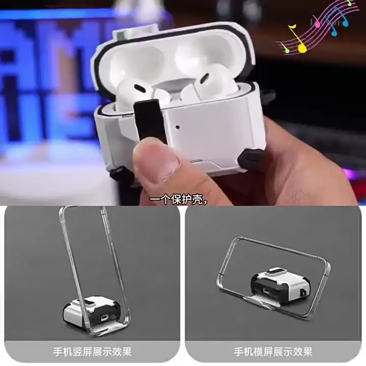 حافظة لسماعات AirPods 4/Pro 3 مع حامل للهاتف ومجموعة تنظيف متوافقة مع نظام Magsafe المغناطيسي ذو القفل التلقائي لسماعات AirPods 4/Pro 2