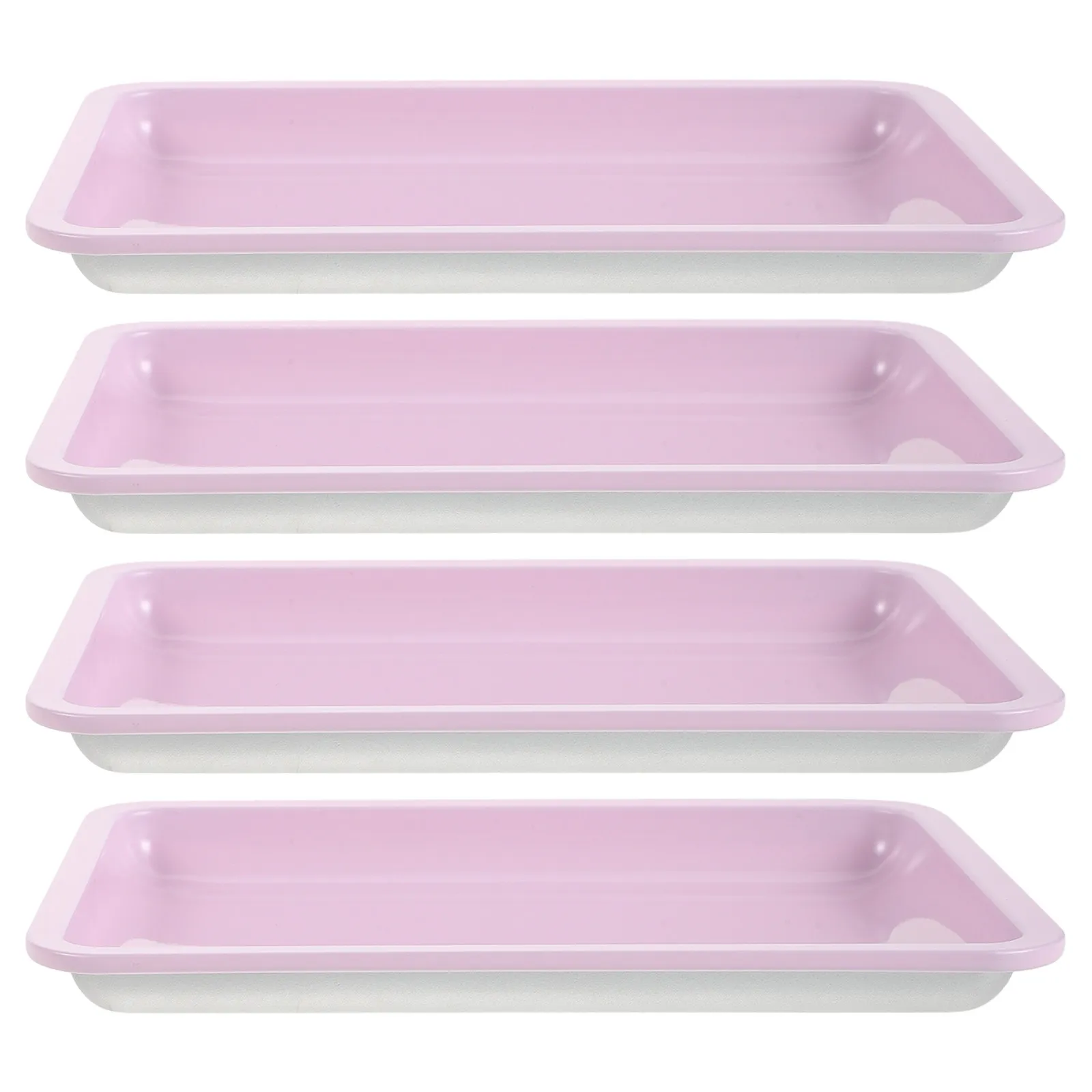 4Pcs Stainless Steel Nail Art Organizer Metal Tray Stackable Manicure Tools Storage Tray for Salon Desk Jewelry Accessories