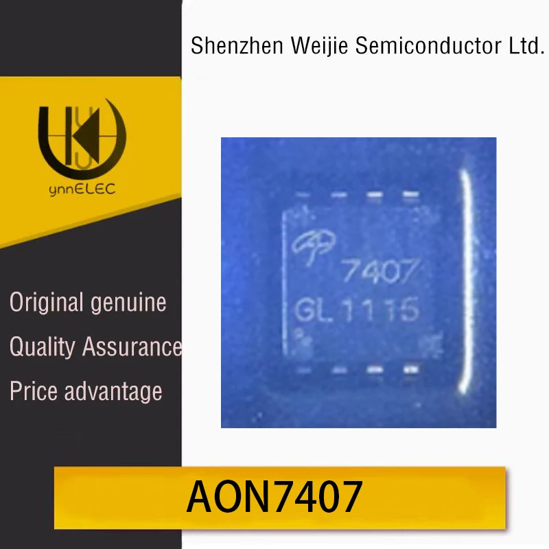 Brand New Original AON7407 P-Channel -20V-40A DFN-8 3x3 Package 7407 MOSFET Chip