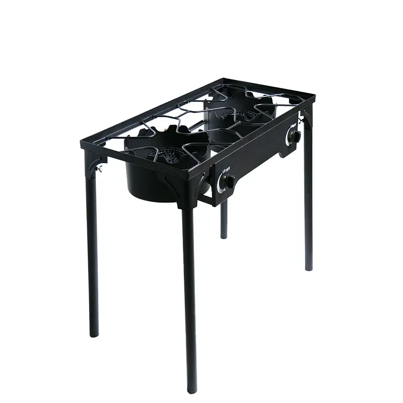 European American Outdoor Camping Double Head Gas Stove Split Portable Cast Iron Gas Stove