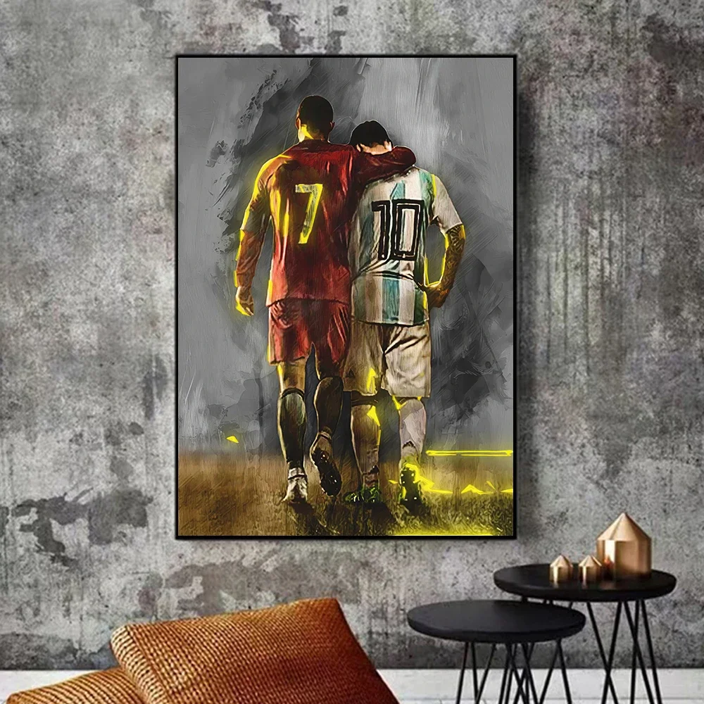 Modern Sports Athletes Back Shadow Poster Prints Football Stars Wall Art Canvas Paintings Picture for Living Room Boy Home Decor