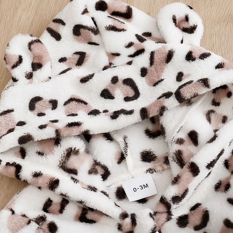 Winter Leopard print Clothes Spring Flannel Baby Boys Girls Clothing Cartoon 0-18 months Newborn Baby Newborn Long Sleeve Soft