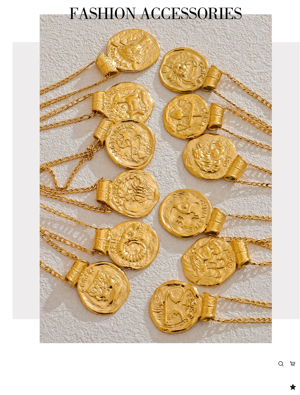 Yhpup Exklusive wasserdichte 12-Sternbild-Anhänger-Halskette aus Edelstahl, gehämmert, Vintage-Stil, golden, 18 Karat vergoldet, Modeschmuck – Detail 2
