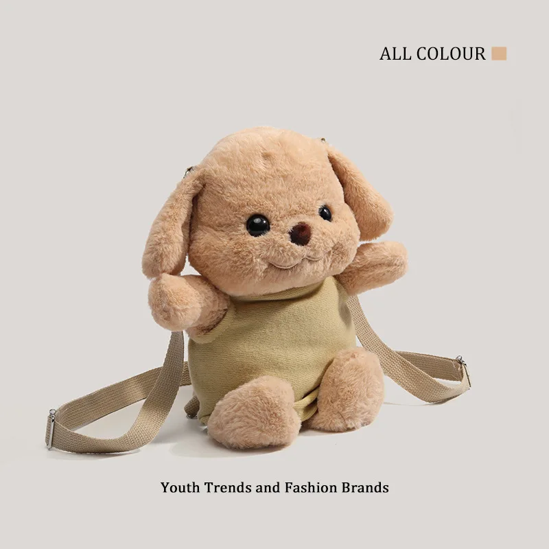 Authentic Puppy Poodle Backpack Crossbody Bag Cute Cartoon Anime Plush Doll Backpack Gift Peripheral