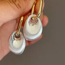 Vintage Geometric Brushed Metal Irregular Pendant Earrings for Women Gold Silve Mix Color Fashion Accessories Daily Jewelry