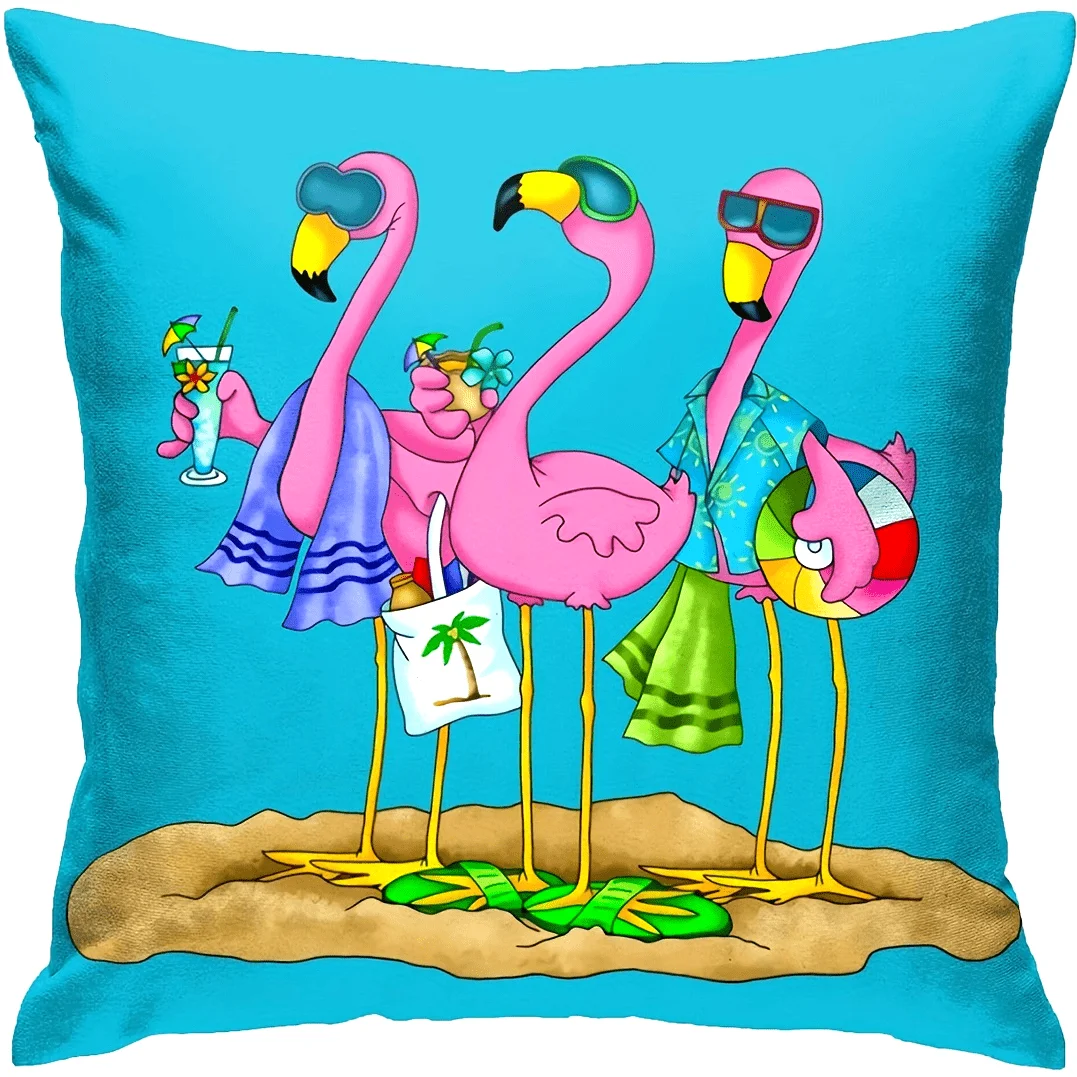 1pc Flamingo Hawaii Summer Short Plush Pillowcase – Modern Decorative Cushion for Sofa, Bed, Car & Home (No Pillow Insert)