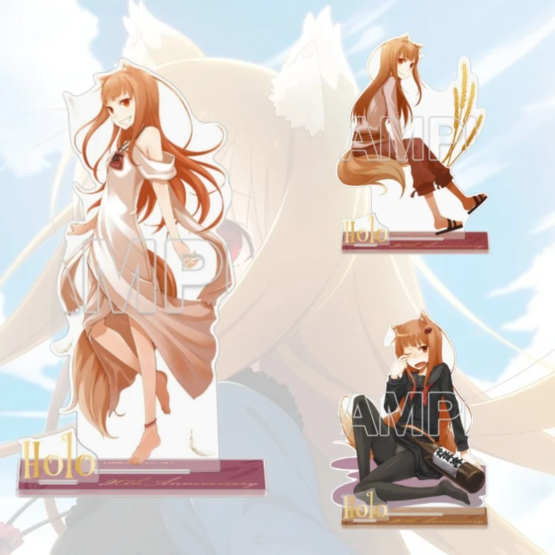 Spice and Wolf Anime Holo Acrylic Stand Model Figure Cosplay Plate Holder Topper keychain Fans Christmas Desk Decor Plate Gift
