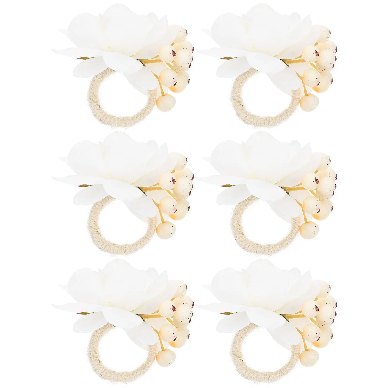 6Pcs Artificial Peach Blossom Napkin Rings Elegant Floral Napkin Holders for Formal Casual Gatherings Banquet Restaurant Home