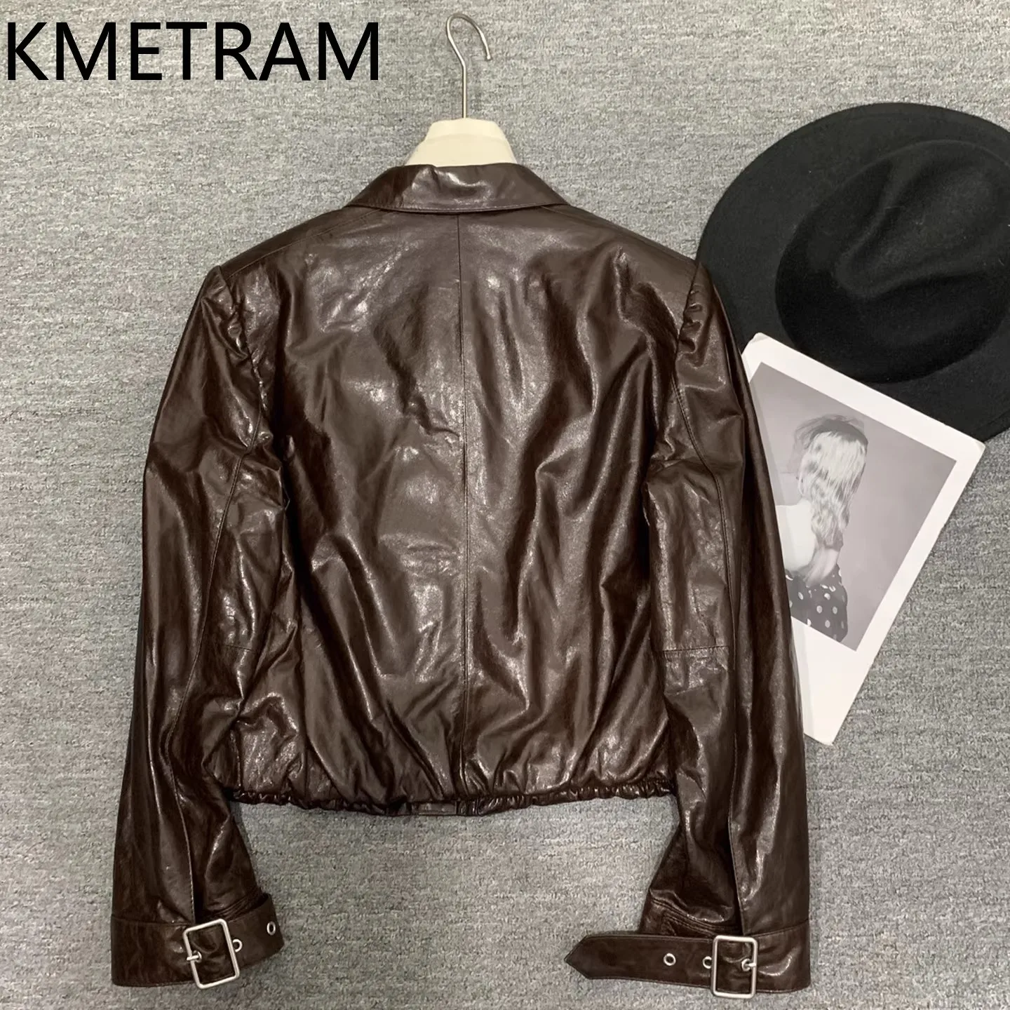 KMETRAM 100% Vegetable-Tanned Sheepskin Leather Coat Women Short Genuine Leather Jacket Casual Autumn Coats Women Clothes 2026