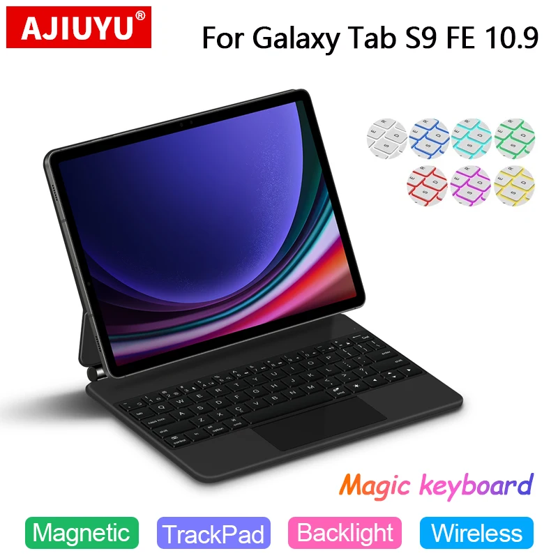 

Magic Keyboard For Samsung Galaxy Tab S9 FE 10.9" 2023 S9FE SM-X510 X516 Smart Magnetic Book Cover Arabic Hebrew Portuguese