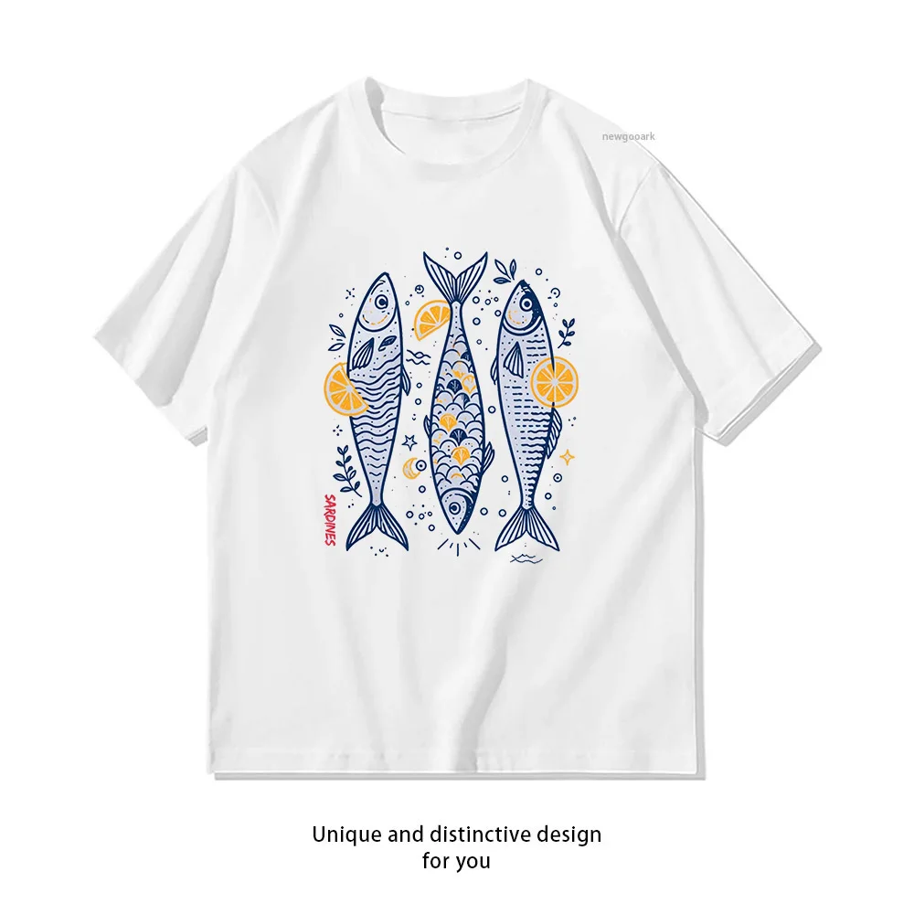 Sardines Tin Fish Coastal Grandma Summer T-shirt Woman Man Summer Cotton Graphic T Shirts Adult Streetwear O-neck Tops Tee