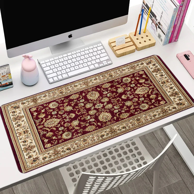 Large Mouse Pad Beautiful Oriental Persian Pattern Desk Mat Control Pads Vintage Table Carpet Non-slip Rubber Desktop Home Decor