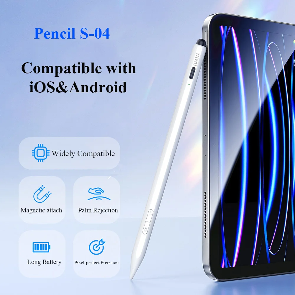 WiWU Stylus Pen for iPad Air Pro 11 13 Palm Rejection Tablet Touch Pencil for iPad 11th A16 Smart Dual-system Android Pencil