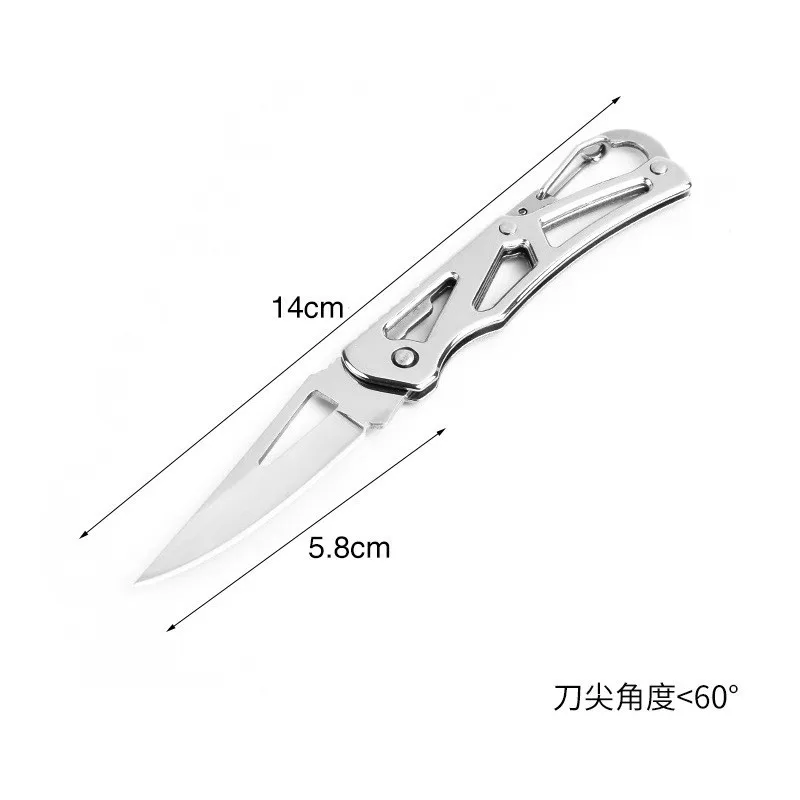 Folding Fruit Knife Outdoor Stainless Steel Knife with Keychain Fruit Slicing Knives with Non-slip Handle Household Small Knife