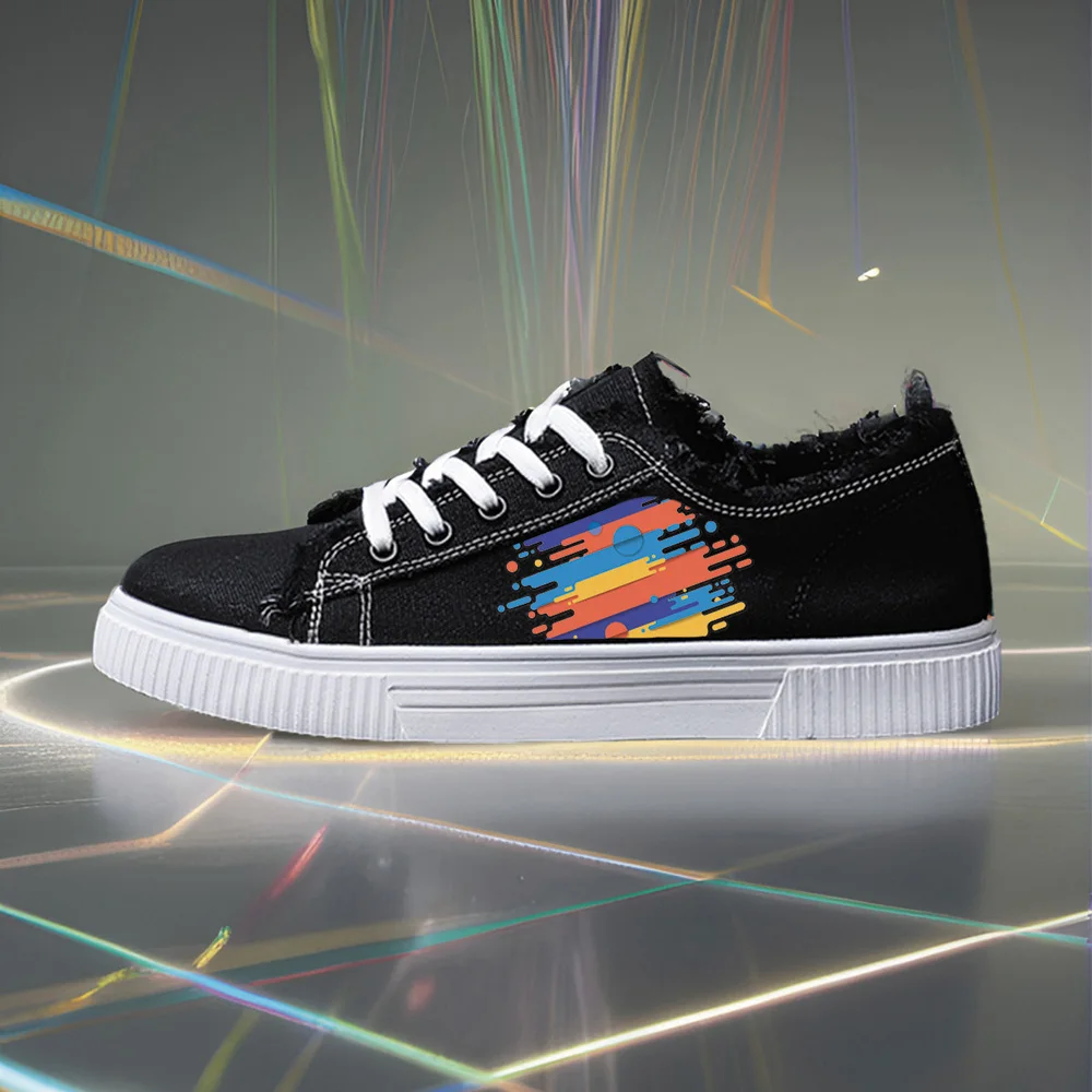 

Women's Sports Shoes for All Seasons, Daily Life, Casual and Simple Women's Canvas Shoes, Colorfulful Splash Ink High-Top Round Toe Flats Bottom Breathable Vulcanized Shoes, Digital Printing Women's Shoes