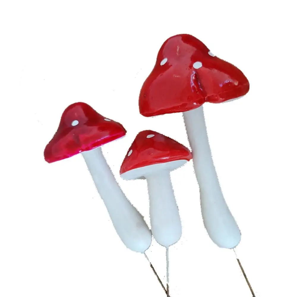 Red Simulated Mushroom Cake Topper Accessories Dessert Decor Foam Cake Insert Set DIY Baking Mushroom Cupcake Flag - Detail 1