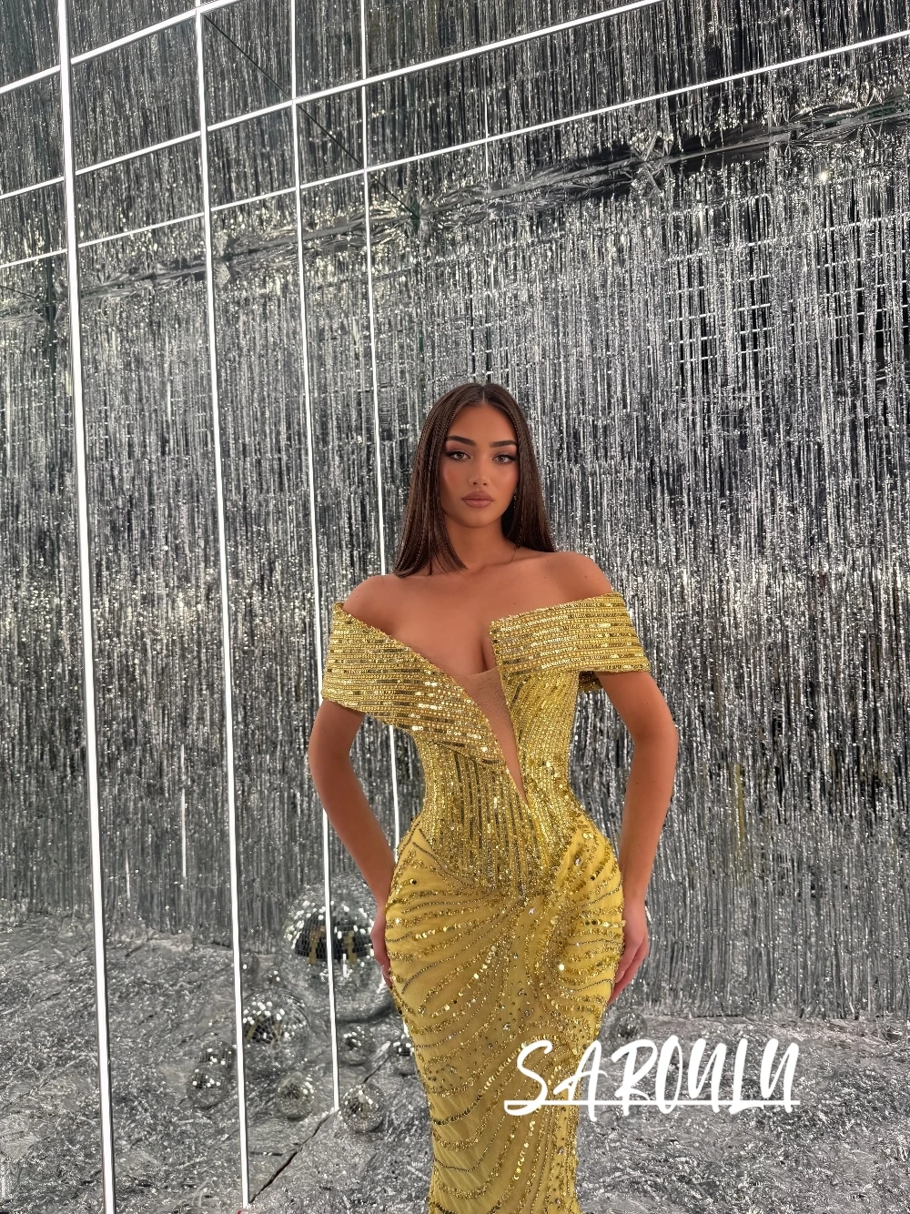 

Unique Off-the-shoulder Evening Dress Sexy Dazzling Bodycon Customized Prom Gown Gorgeous Wedding Guest Formal Women Wear